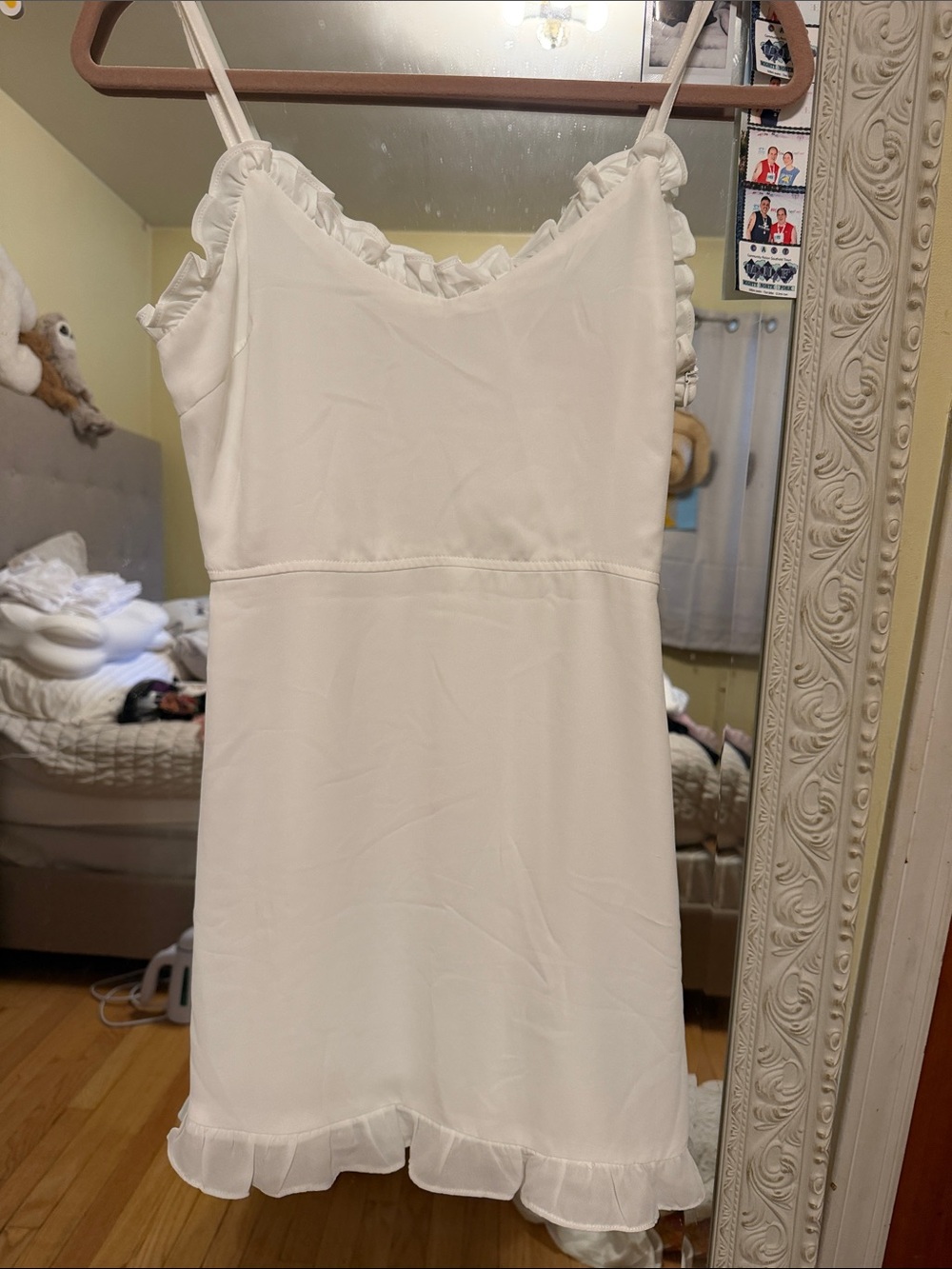 Women's White Ruffle Slip Dress